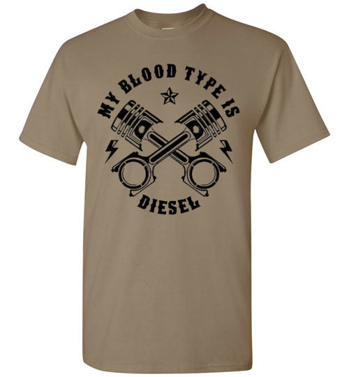 My Blood Type Is Diesel Trucker Graphic Tee Shirt Top