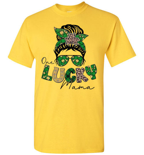 One Lucky Mama Irish St Patrick's Day Graphic Tee Shirt Top T-Shirt