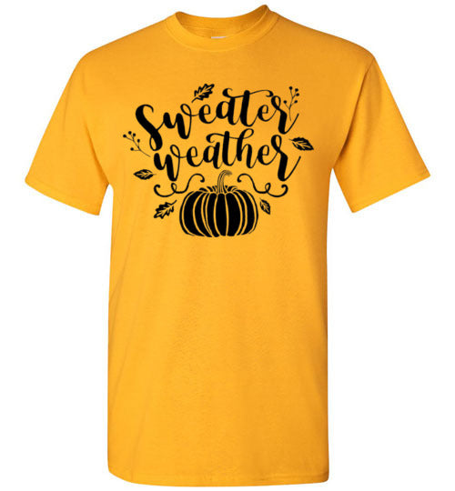 Sweater Weather Pumpkin Fall Graphic T-Shirt Top