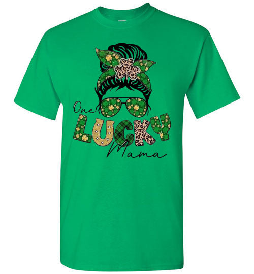 One Lucky Mama Irish St Patrick's Day Graphic Tee Shirt Top T-Shirt