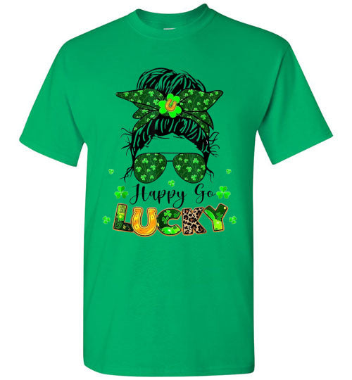 Happy Go Lucky St Patrick's Day Graphic Tee Shirt Top T-Shirt