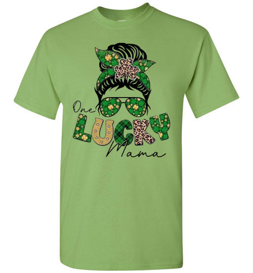 One Lucky Mama Irish St Patrick's Day Graphic Tee Shirt Top T-Shirt
