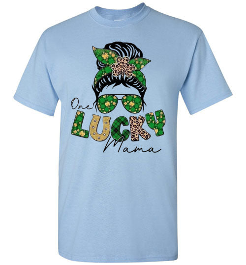 One Lucky Mama Irish St Patrick's Day Graphic Tee Shirt Top T-Shirt
