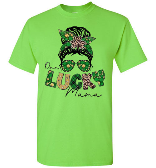 One Lucky Mama Irish St Patrick's Day Graphic Tee Shirt Top T-Shirt