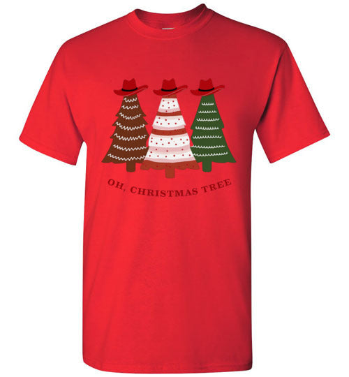 Oh Christmas Tree Cowboy Hat Country Tee Shirt Top T-Shirt