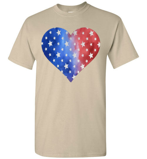 Patriotic Americana Heart With Stars Graphic Print Tee Shirt Top T-Shirt