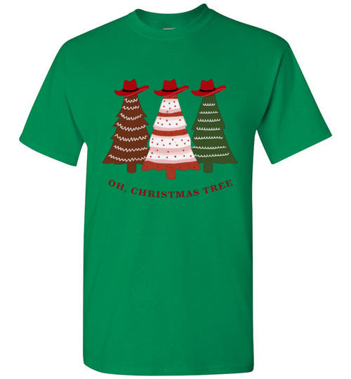 Oh Christmas Tree Cowboy Hat Country Tee Shirt Top T-Shirt