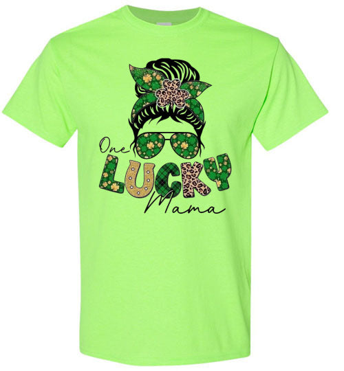 One Lucky Mama Irish St Patrick's Day Graphic Tee Shirt Top T-Shirt