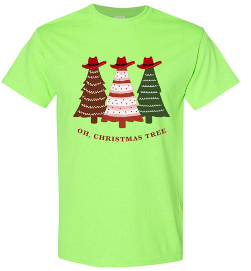 Oh Christmas Tree Cowboy Hat Country Tee Shirt Top T-Shirt