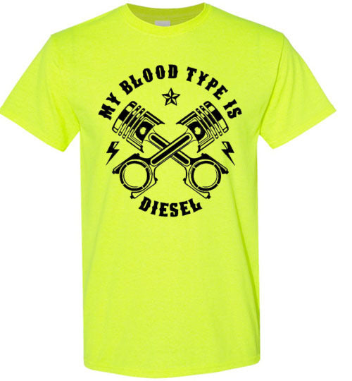 My Blood Type Is Diesel Trucker Graphic Tee Shirt Top