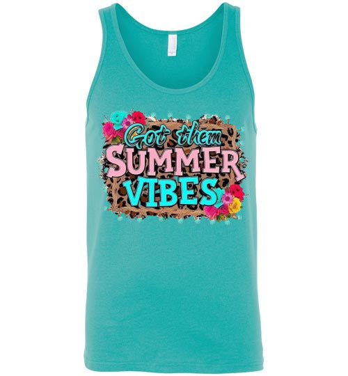 Got Them Summer Vibes Graphic Print Unisex Tank Top Canvas Shirt