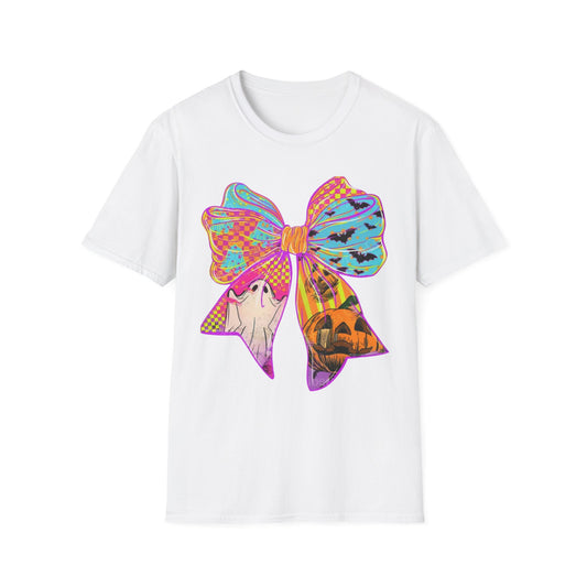 Colorful Bow Graphic Unisex T-Shirt, Fun Graphic Tee, Stylish Casual Wear, Perfect Gift for Birthdays, Festivals, and Celebrations