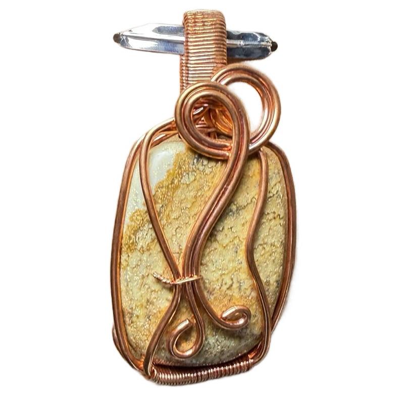 Copper Wire Wrap Picture Jasper Pendant