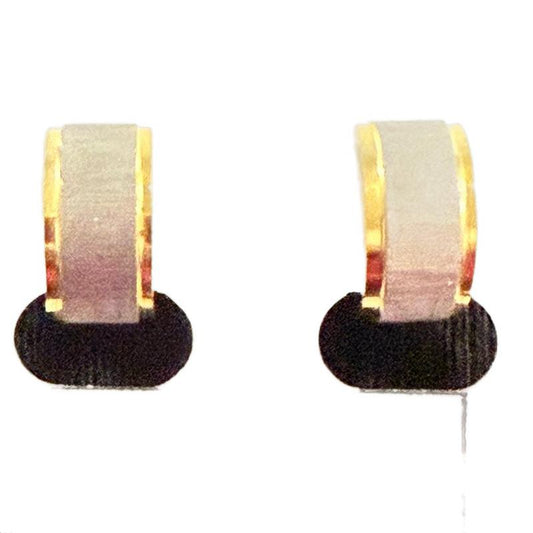 Gold & Silver Mixed Metal Stainless Steel Huggie Double Sided Earrings