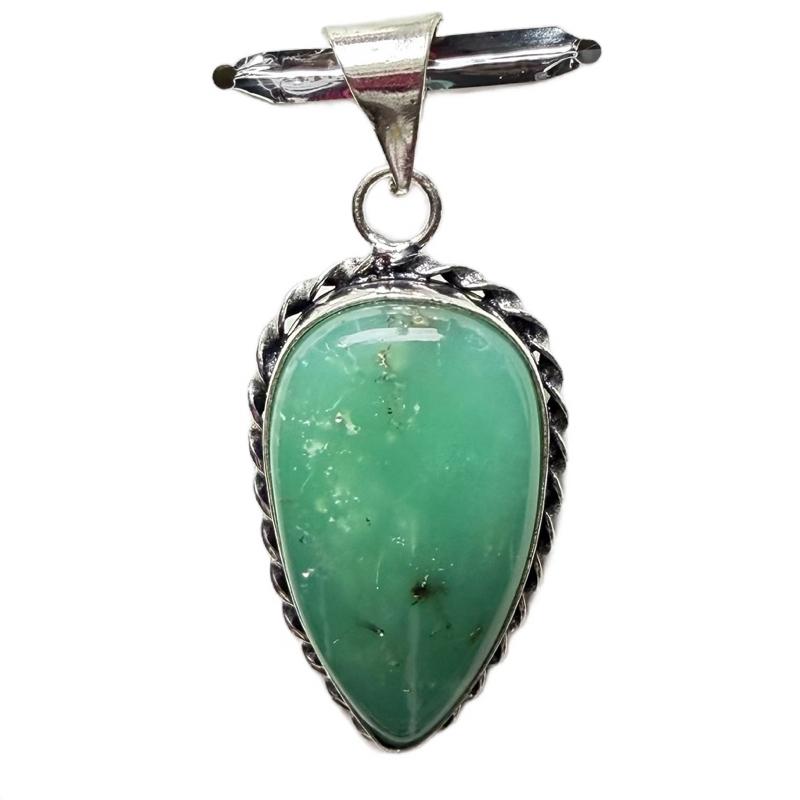 Chrysoprase .925 Sterling Silver Overlay Pendant