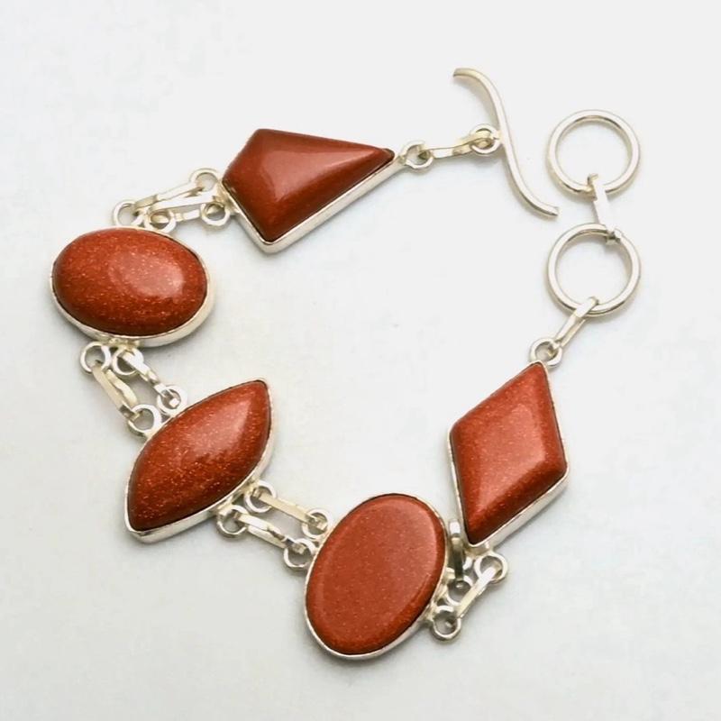 Goldstone Toggle .925 Silver Overlay Bracelet
