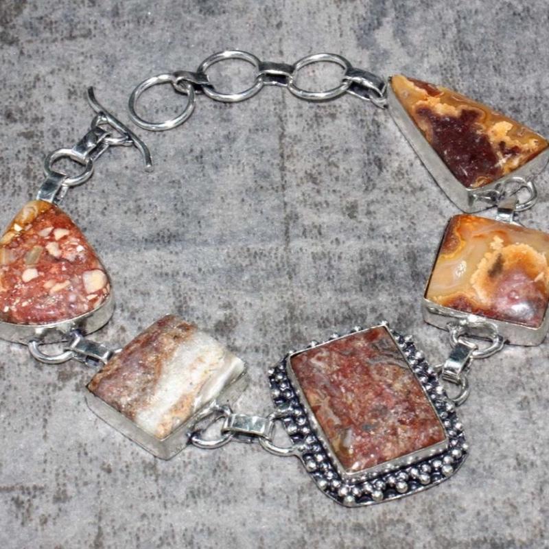 9" Mexican Laguna Lace Toggle .925 Silver Overlay Bracelet