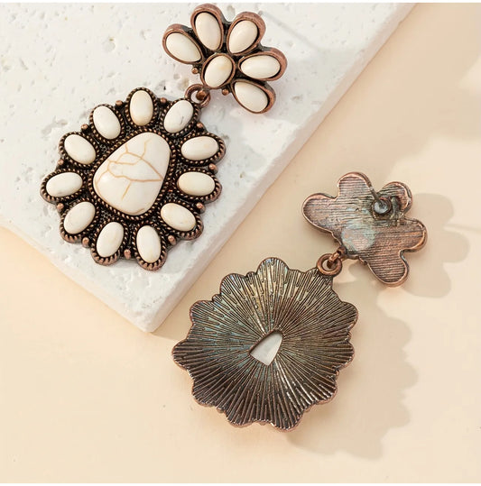 Western White Earrings