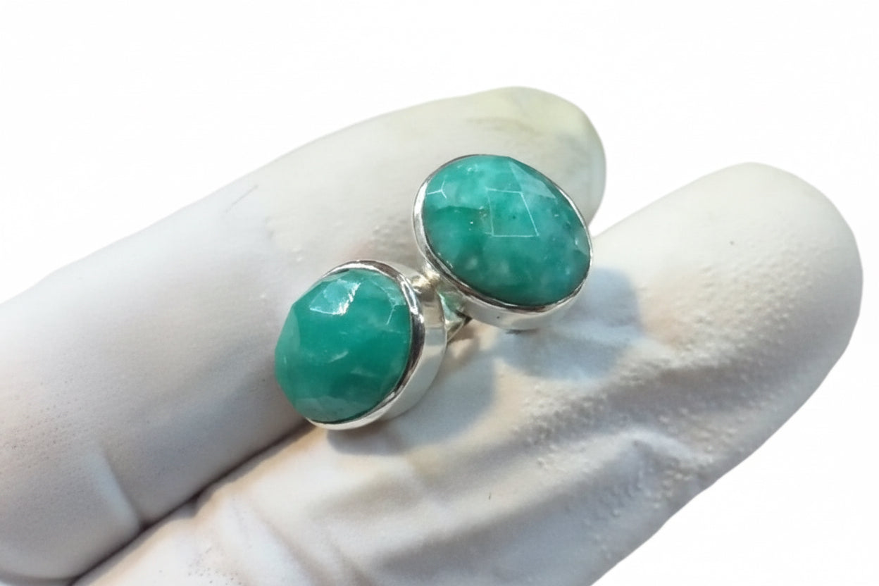 Green Emerald .925 Solid Sterling Silver Stud Earrings