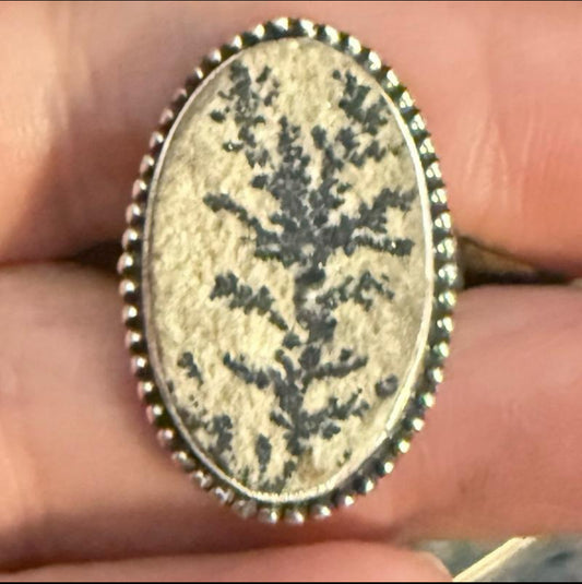 Size 6 Magnatese Dendrite .925 Solid Sterling Silver Ring