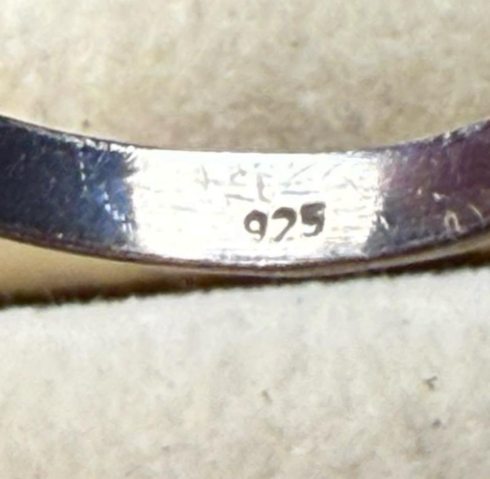 Size 9 Purple Dahlia Turquoise Heart .925 Solid Sterling Silver Ring