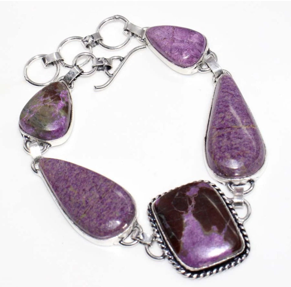9.5" Purpurite 925 Silver Overlay Bracelet