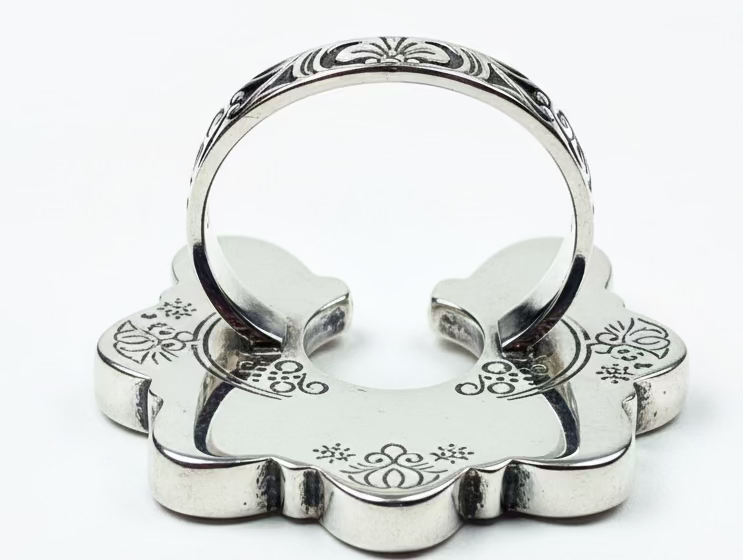 Adjustable Pink Dahlia Naja .925 Solid Sterling Silver Ring