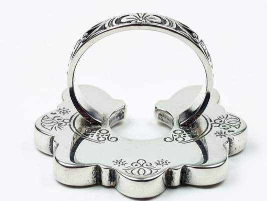 Adjustable Pink Dahlia Naja .925 Solid Sterling Silver Ring