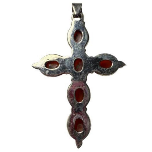 Carnelian Cross .925 Solid Sterling Silver
