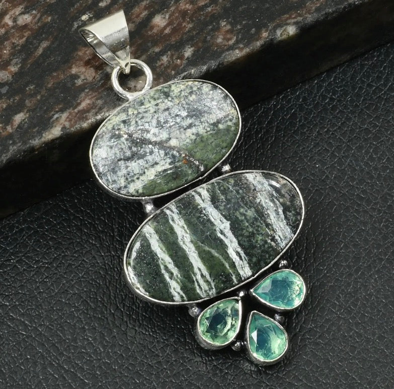 Silver Plated Natural Stone Pendant