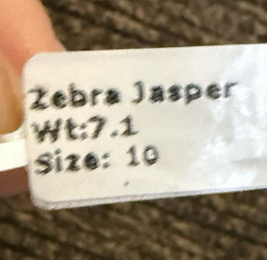 Size 10 Zebra Jasper & Moonstone .925 Solid Sterling Silver Ring