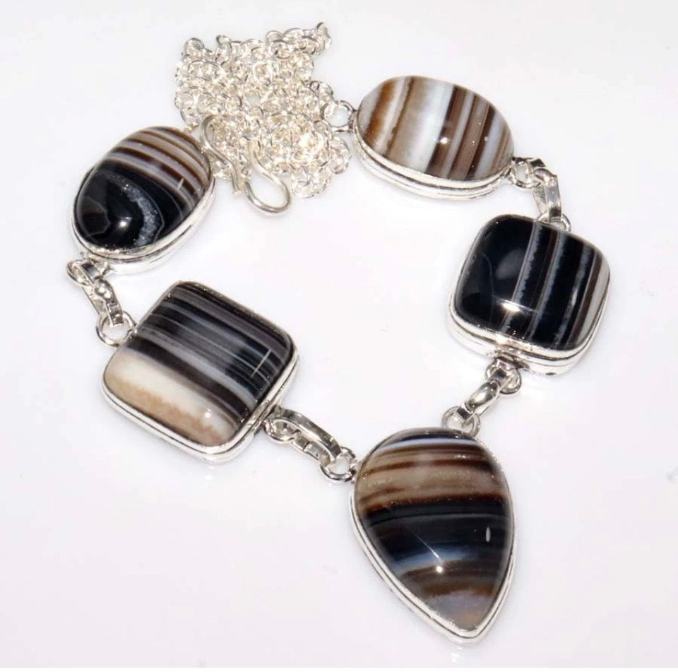 18" Black Banded Onyx Necklace