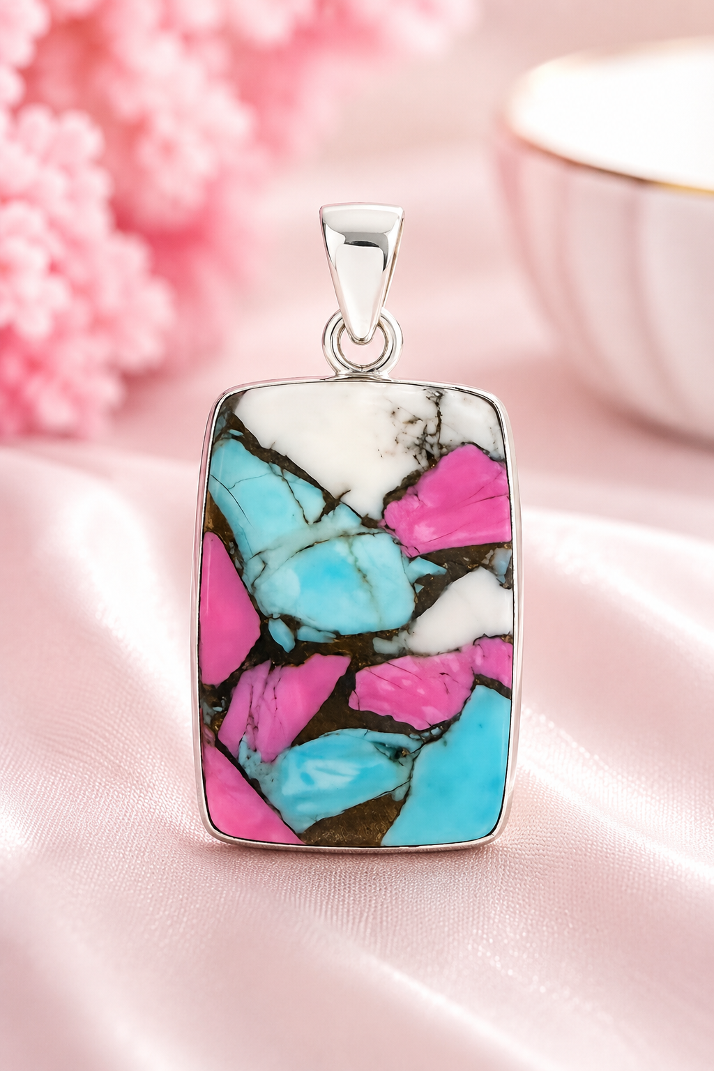 .925 Sterling Silver Cottton Candy Pendant