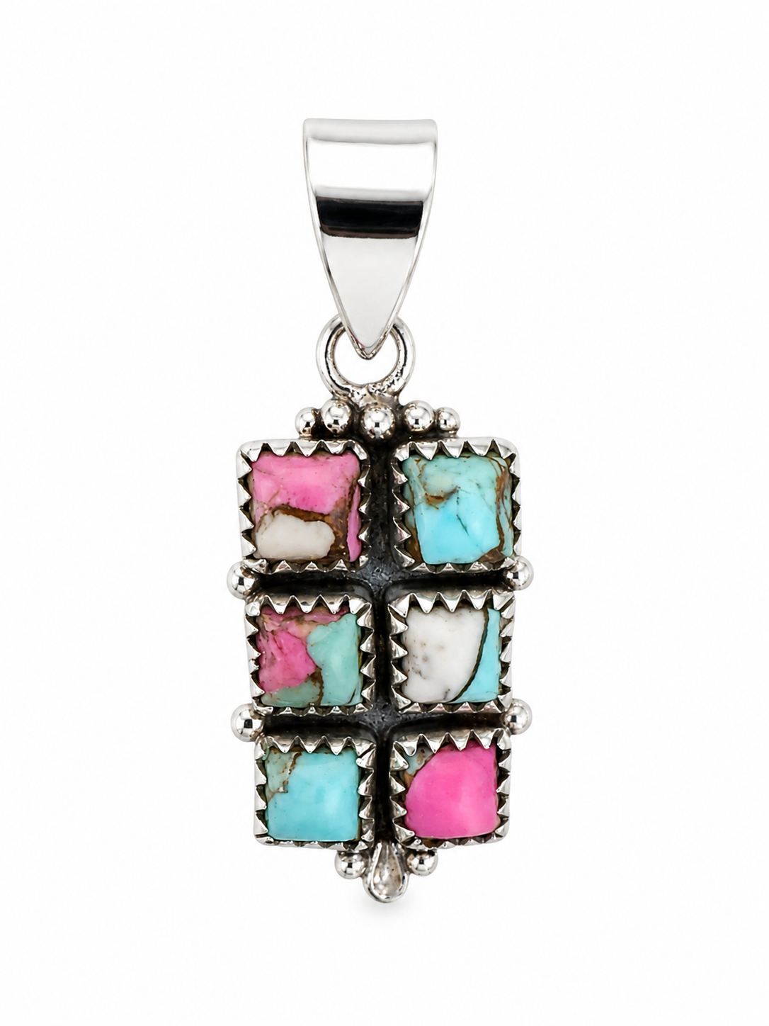 .925 Sterling Silver Cotton Candy Cobblestone Closed Back Pendant