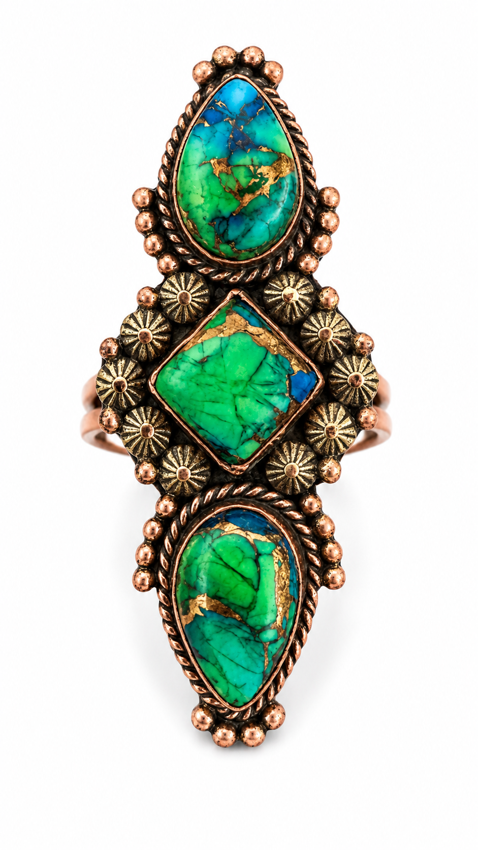 Pure Copper Natural Stone Rings