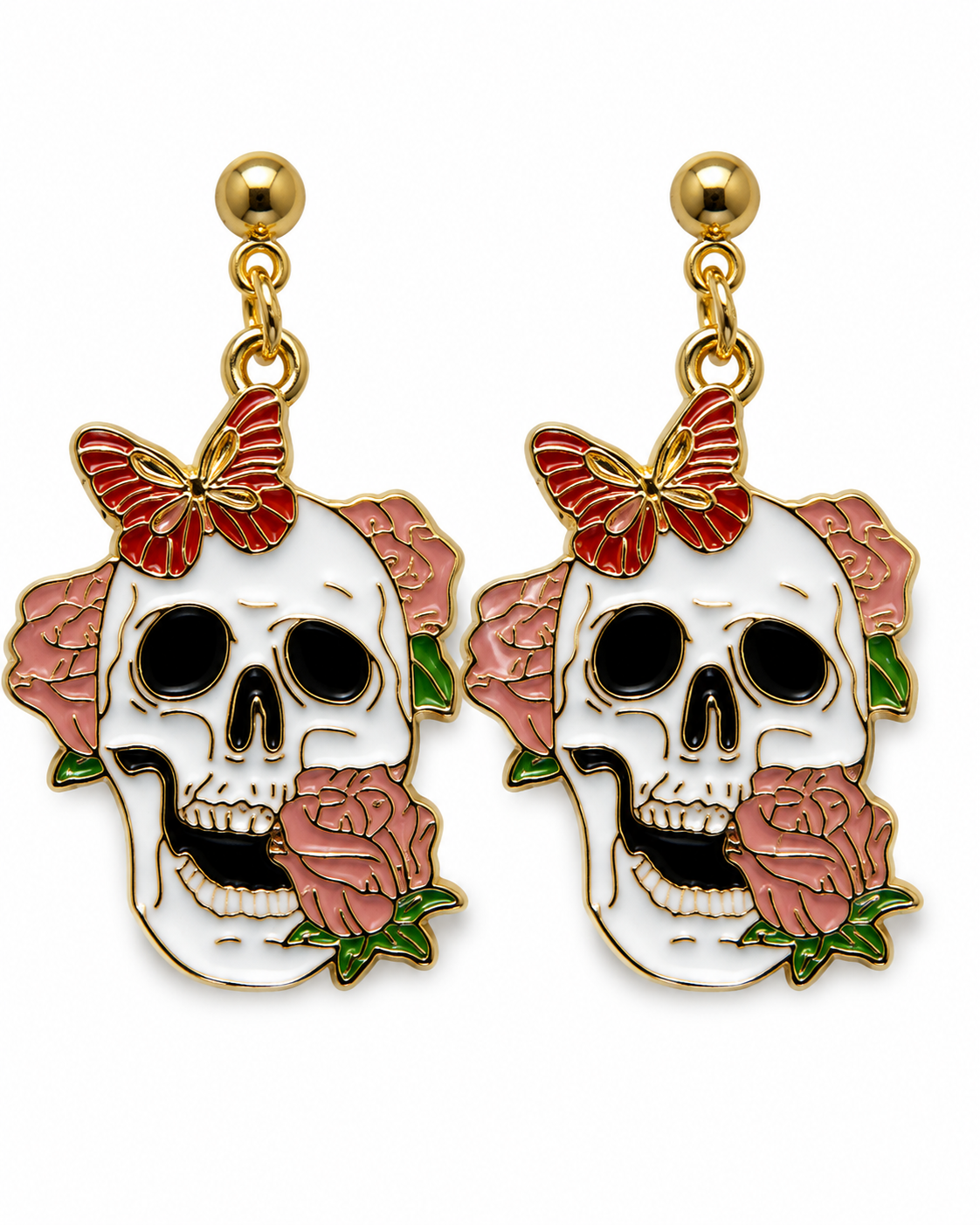Skull & Rose Halloween Gothic Punk Fashion Earrings