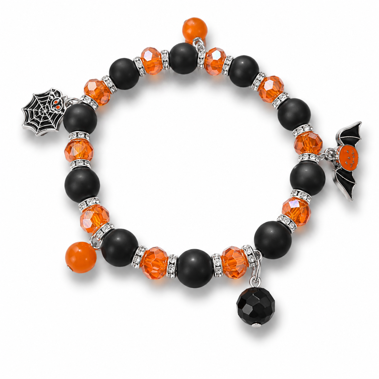 Halloween Bat Stacker Beaded Stretchy Band Bracelet