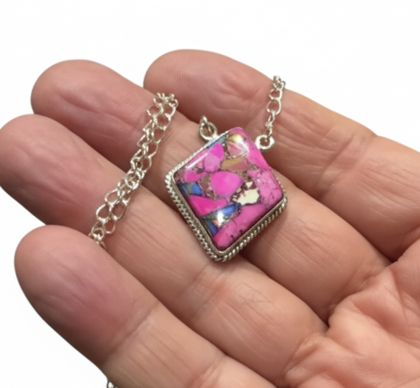 Cotton Candy Turquoise.925 Sterling Silver Necklace