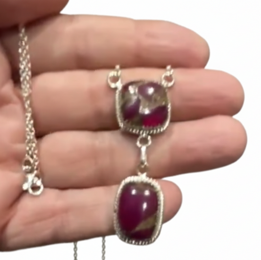 Rose Dahlia .925 Sterling Silver Lariat Necklace