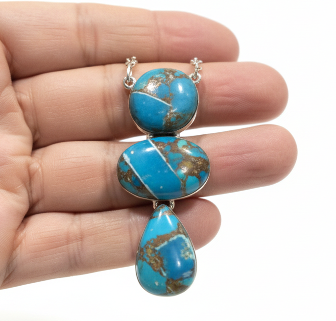 Copper Turquoise .925 Sterling Silver Necklace