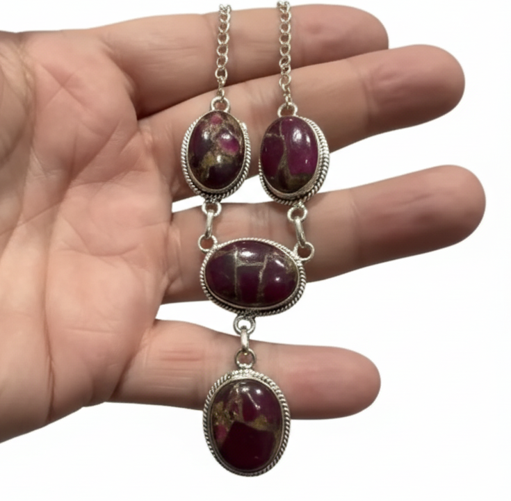 Rose Dahlia .925 Sterling Silver Lariat Necklace