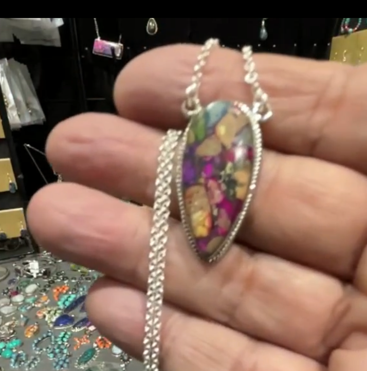 Tropical Fruit Dahlia .925 Sterling Silver Necklace