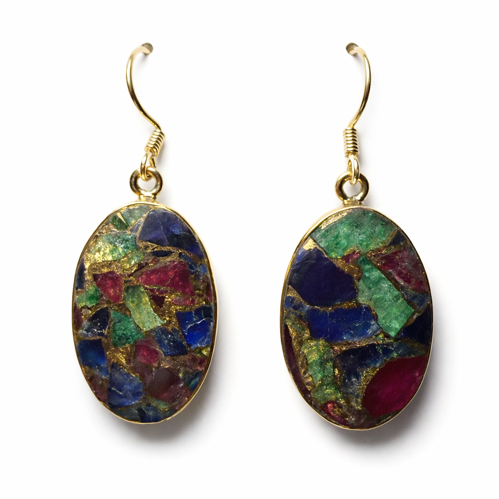 Inlaid Mosaic .925 Sterling Silver Earrings