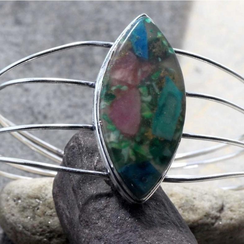 Spiny Oyster Bangle Cuff .925 Sterling Silver Overlay Bracelet