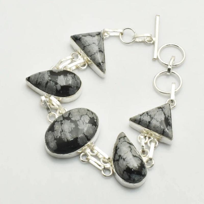 Snowflake Obsidian Toggle Bracelet