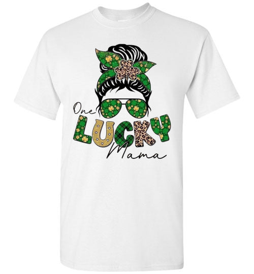 One Lucky Mama Irish St Patrick's Day Graphic Tee Shirt Top T-Shirt