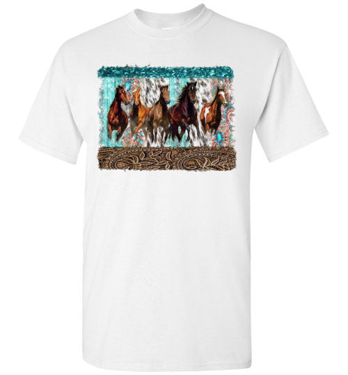 Group Of Horses Graphic Print Tee Shirt Top