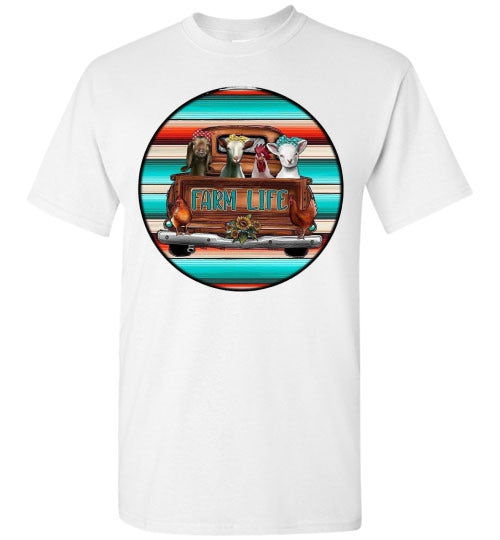 Farm Life Animals In Old Truck Graphic Tee Shirt Top T-Shirt