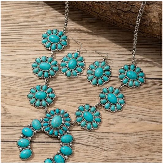 Western Country Cowgirl Southwestern Necklace Earring Jewelry Set