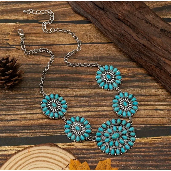 Western Country Cowgirl Southwestern Bohemian Style Teardrop Necklace